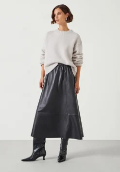 Agatha Leather Midi Skirt