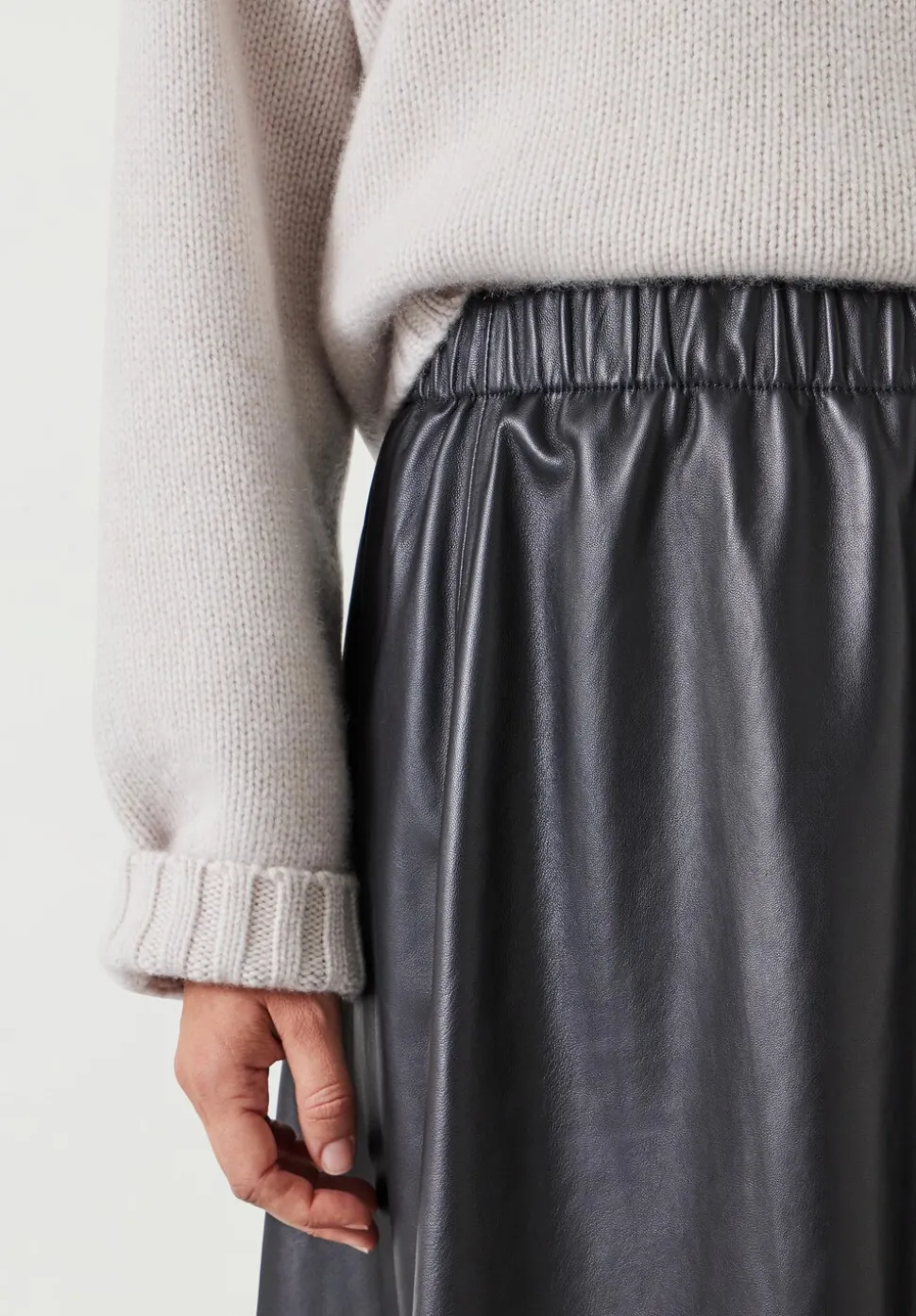 Agatha Leather Midi Skirt