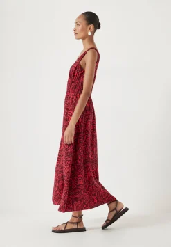 Air Flow Gathered Straps Midi Dress