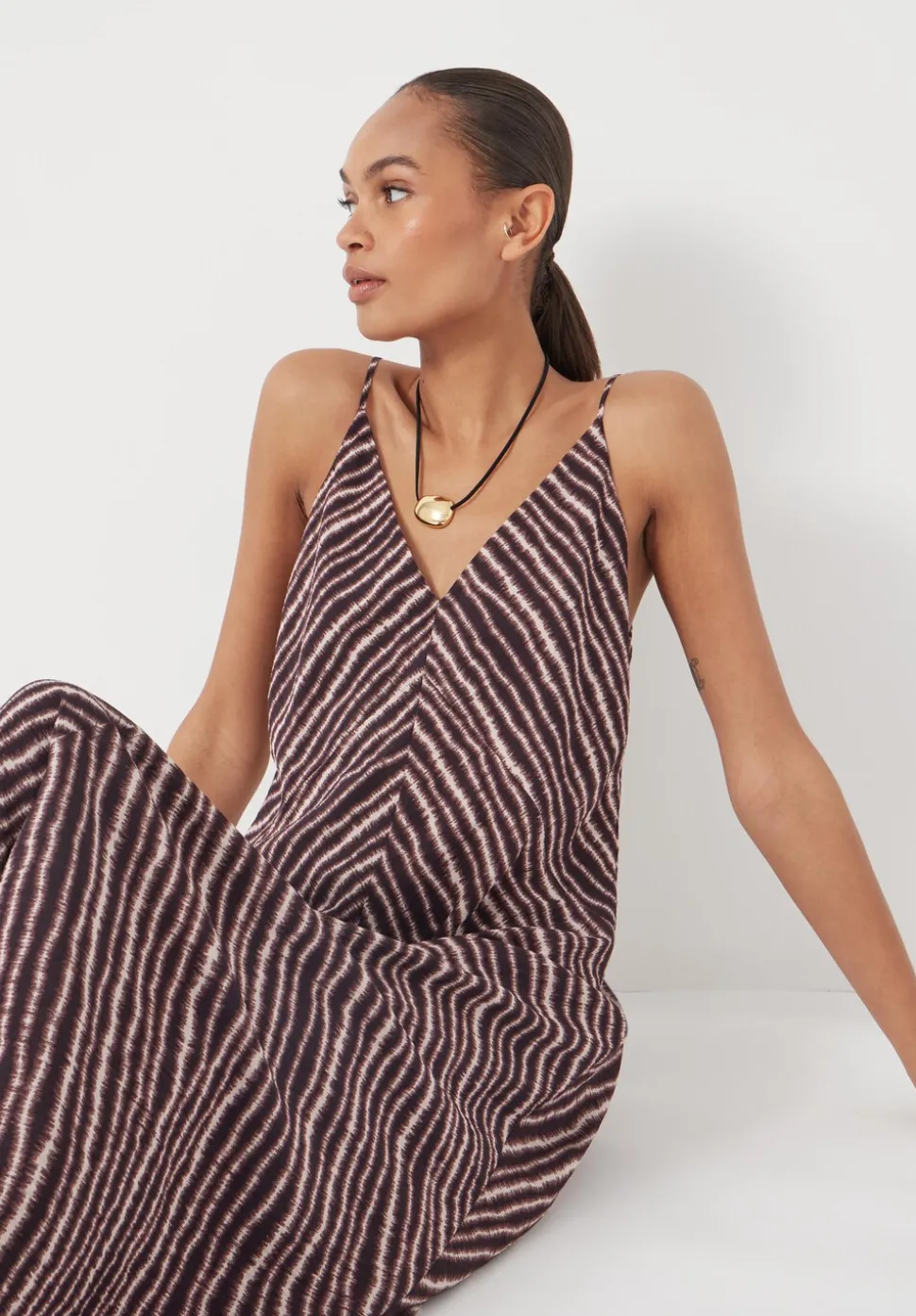 Air Flow Seam Detail Maxi Slip Dress