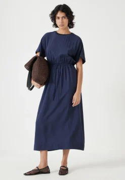 Air Flow Short Sleeve Crew Neck Midi Dress