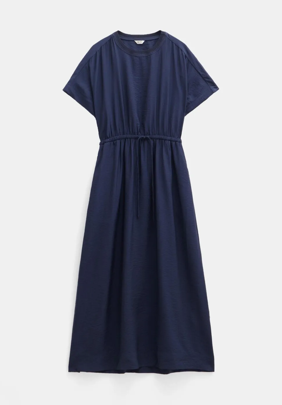 Air Flow Short Sleeve Crew Neck Midi Dress