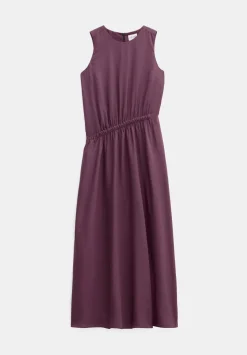 Air Flow Sleeveless Gathered Waist Midi Dress