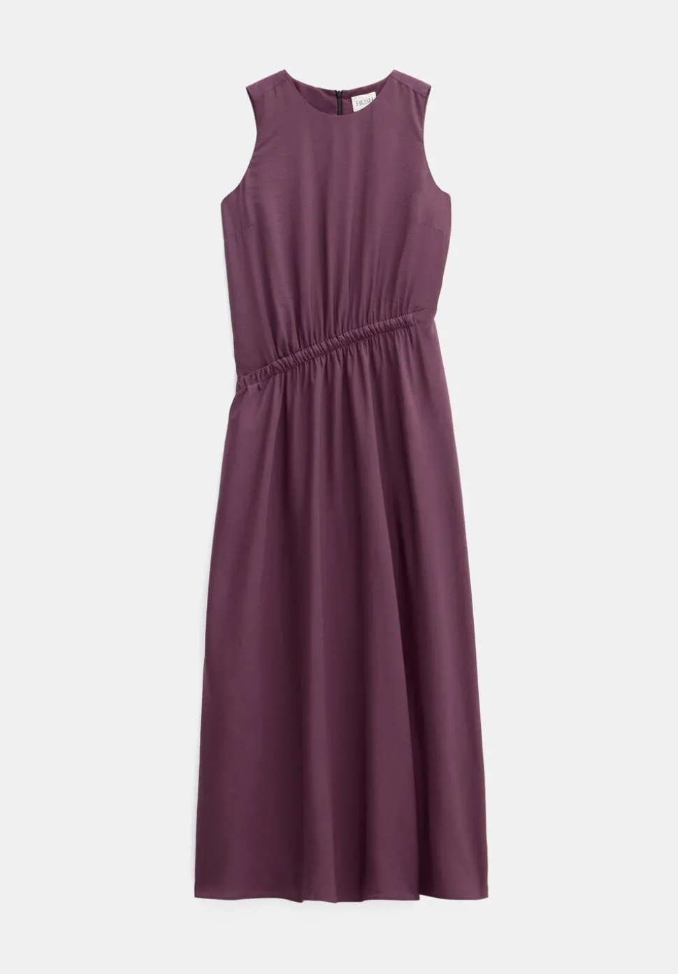 Air Flow Sleeveless Gathered Waist Midi Dress