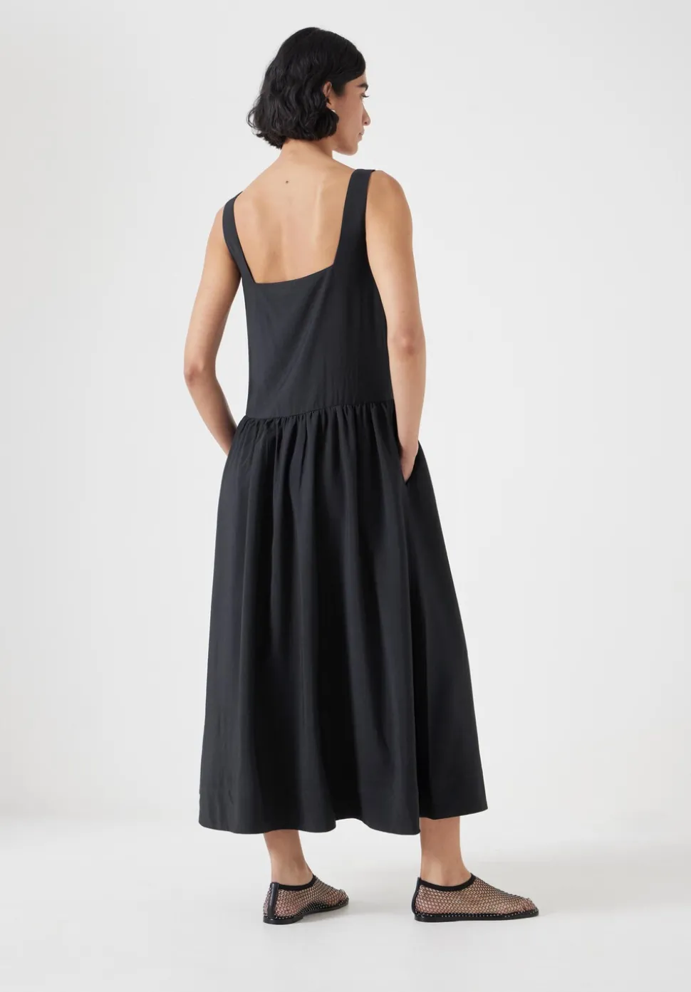 Air Flow Square Neck Midi Ballerina Dress