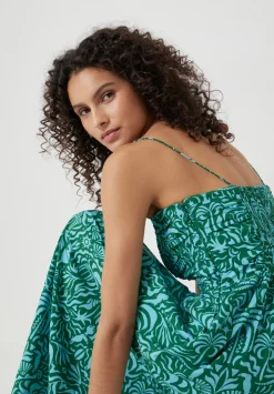 Air Flow Strappy Gathered Midi Dress