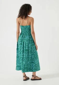Air Flow Strappy Gathered Midi Dress
