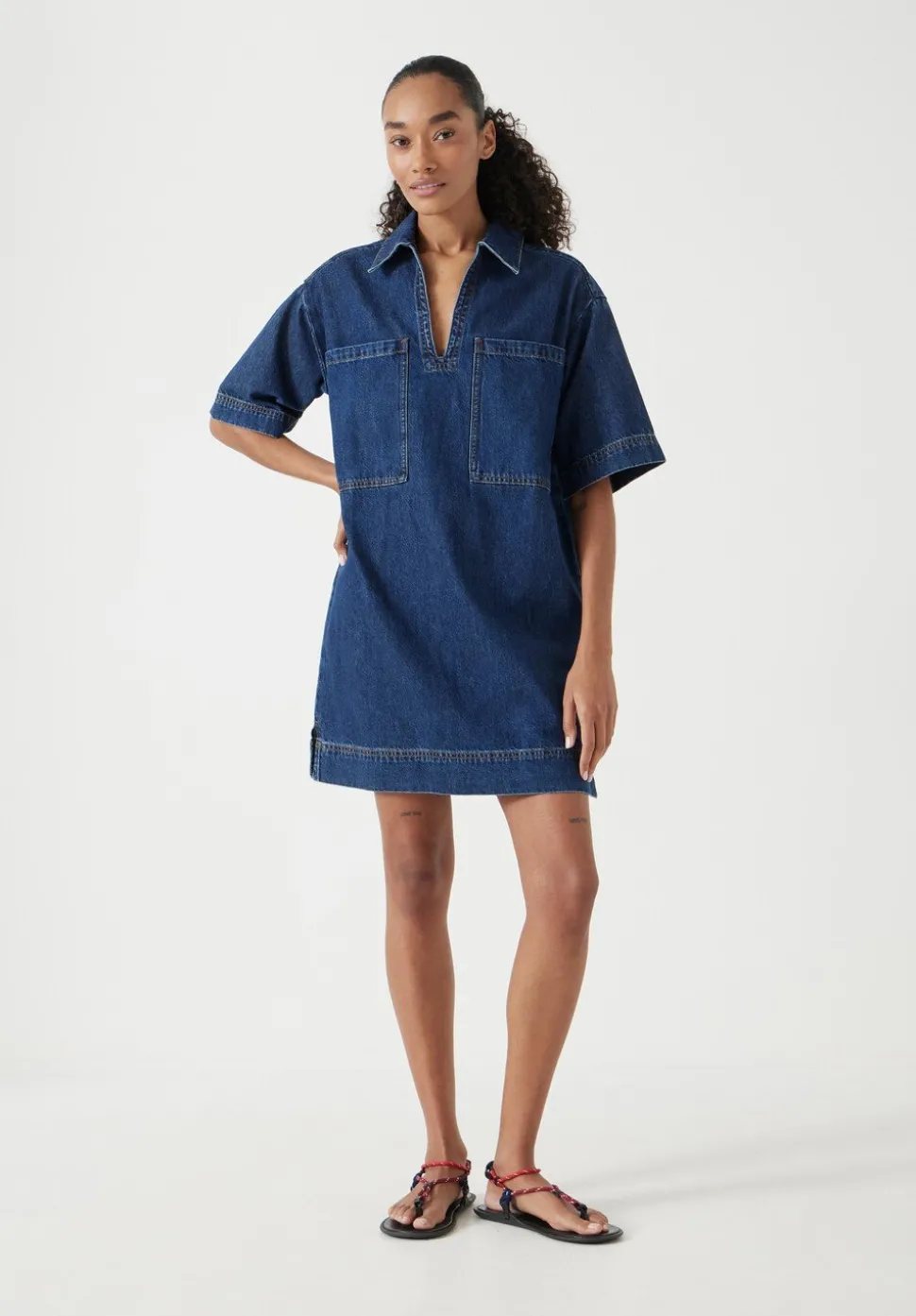 Alma Denim Contrast T-Shirt Dress