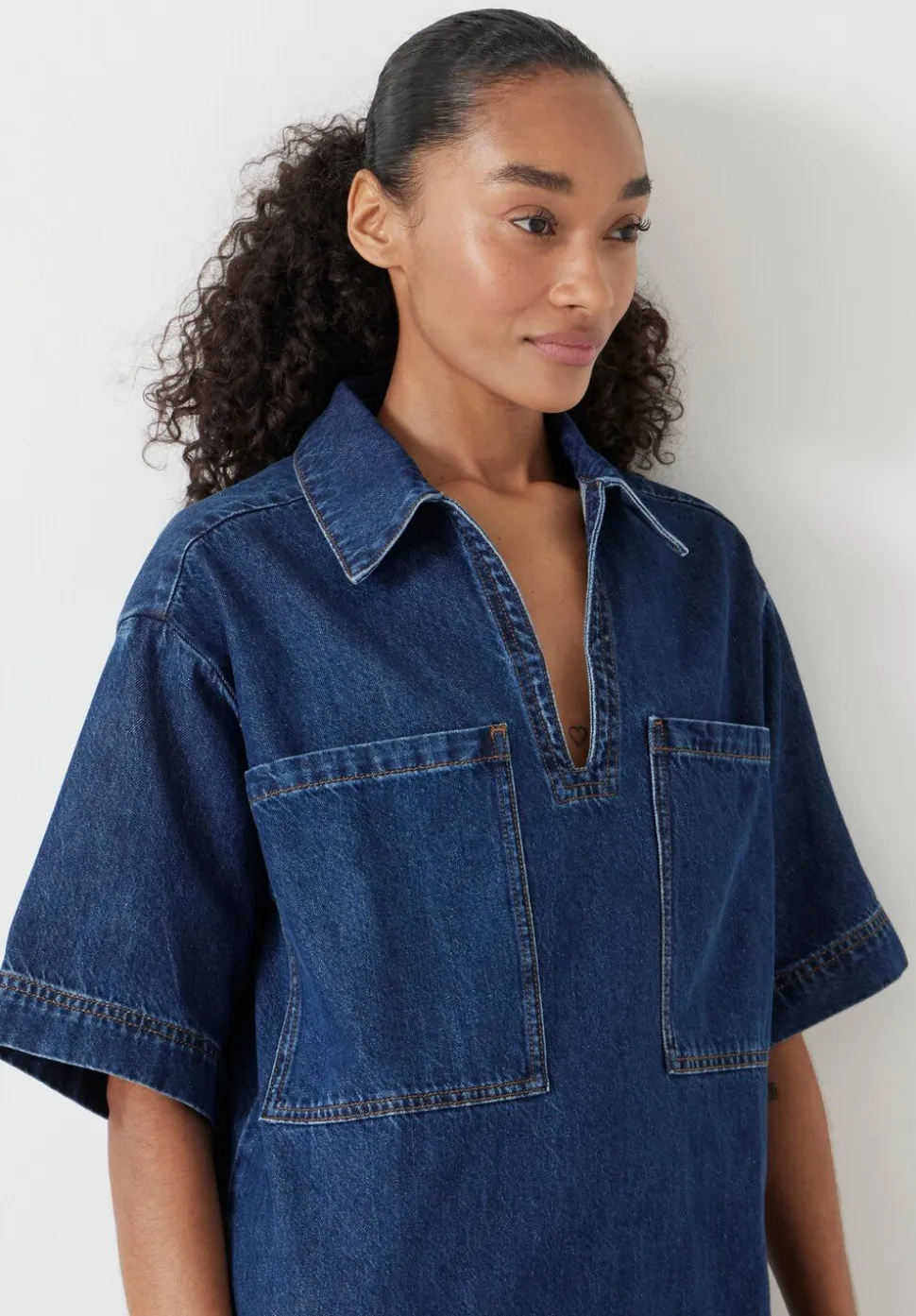 Alma Denim Contrast T-Shirt Dress