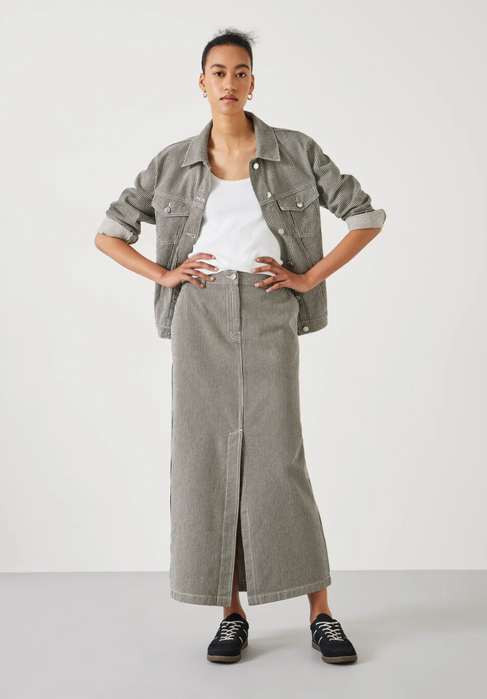 Amalia Stripe Denim Maxi Skirt