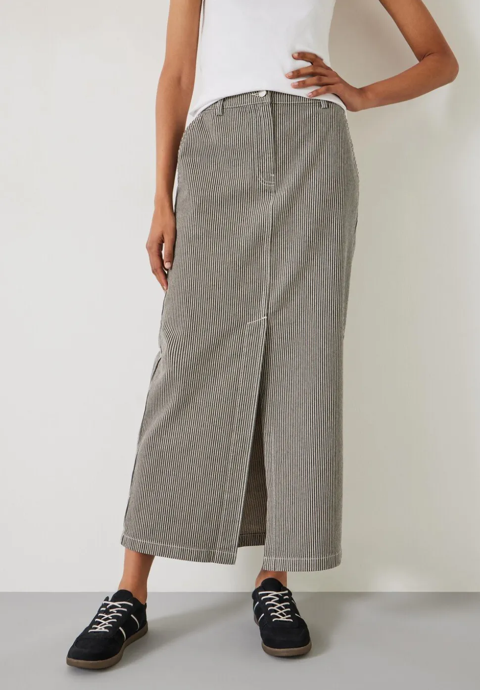 Amalia Stripe Denim Maxi Skirt