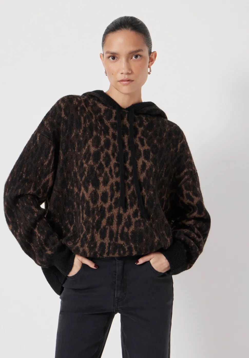 Animal Jacquard Hoodie with Mohair
