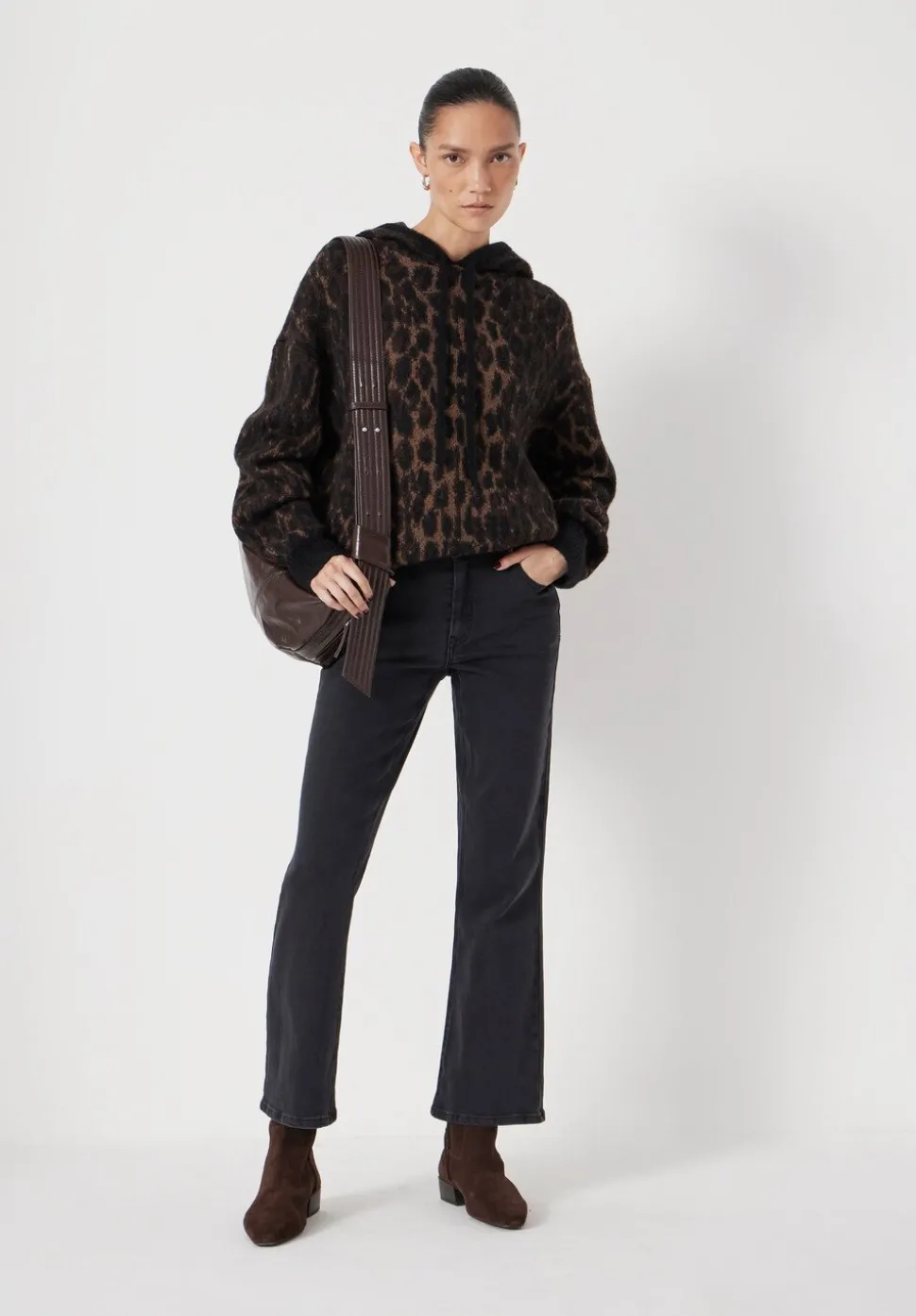 Animal Jacquard Hoodie with Mohair