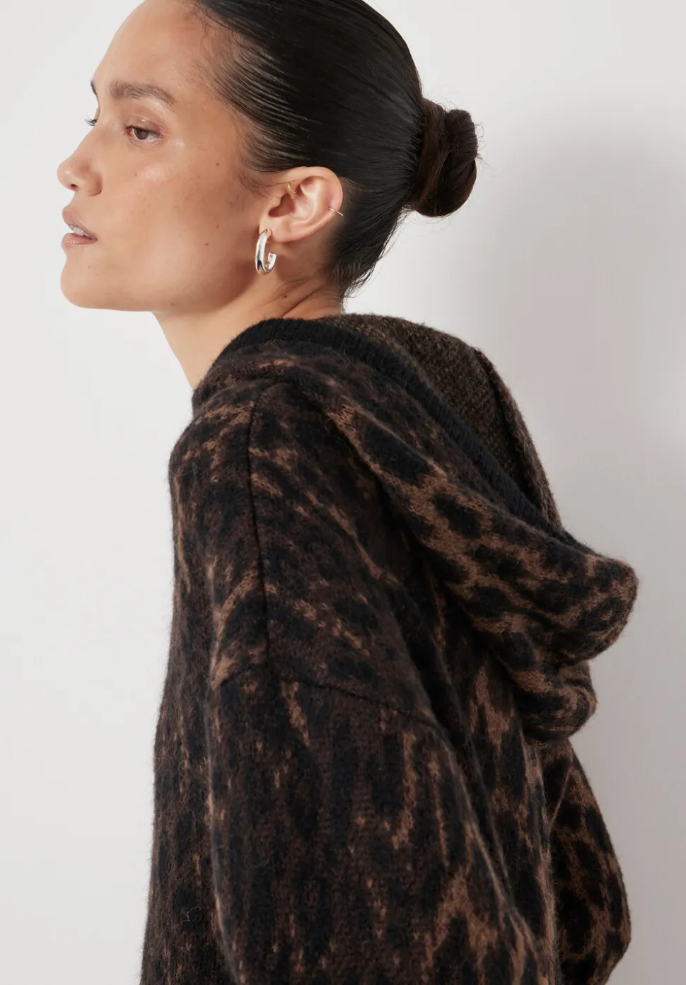 Animal Jacquard Hoodie with Mohair