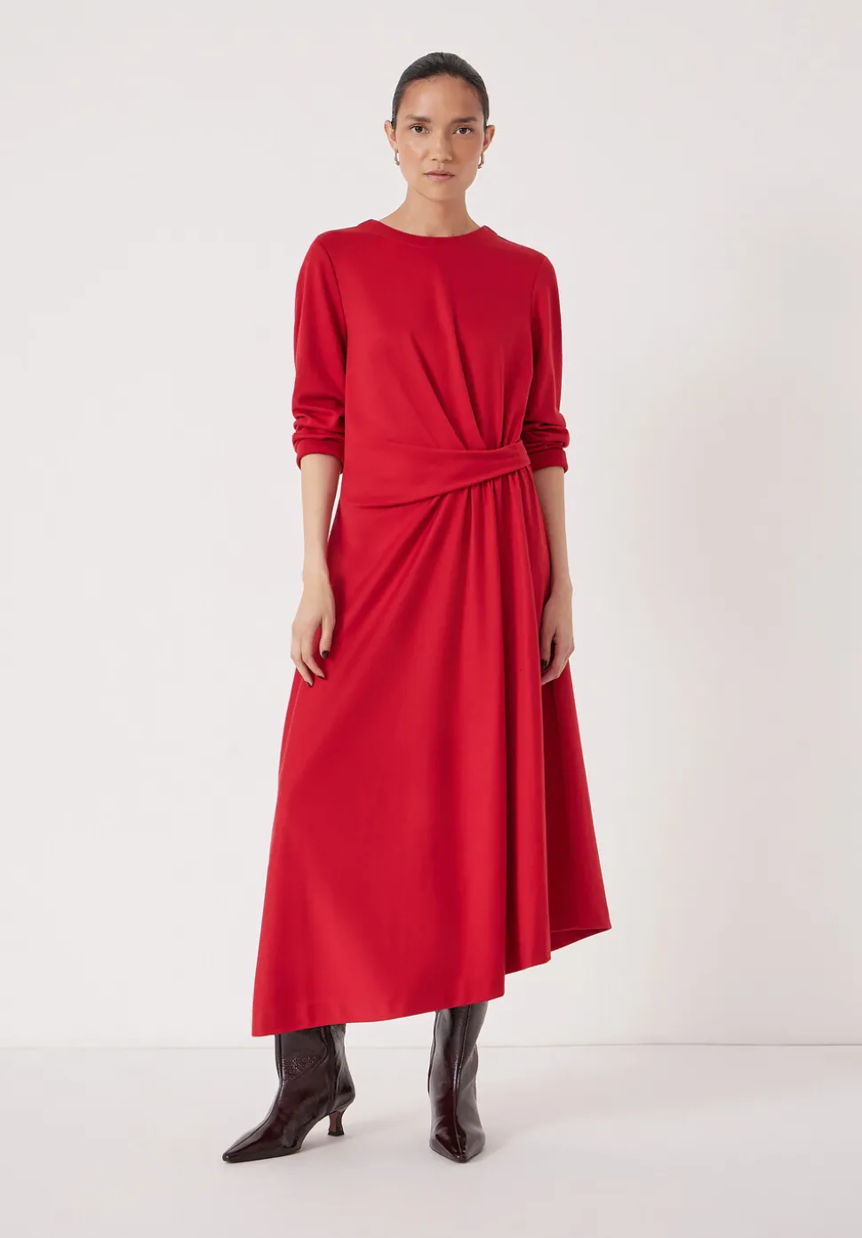 Asymmetric Hem Jersey Dress