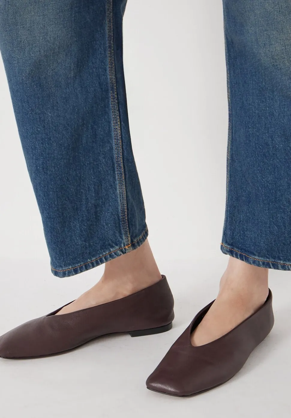 Asymmetric Leather Ballet Flats