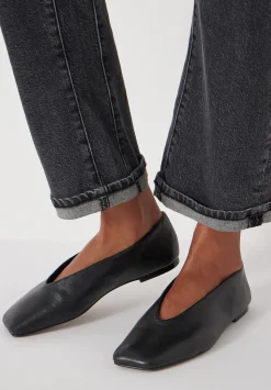 Asymmetric Leather Ballet Flats
