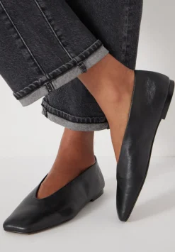 Asymmetric Leather Ballet Flats