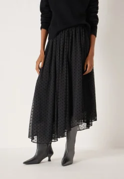 Asymmetrical Flocked Spot Skirt