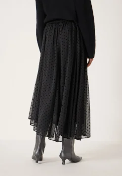 Asymmetrical Flocked Spot Skirt