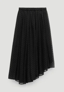 Asymmetrical Flocked Spot Skirt