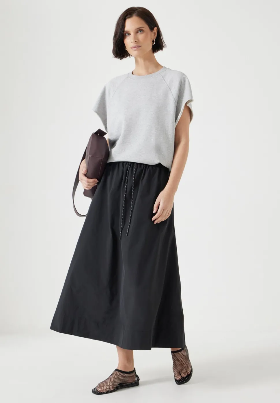 Aya Technical Pull On Midi Skirt