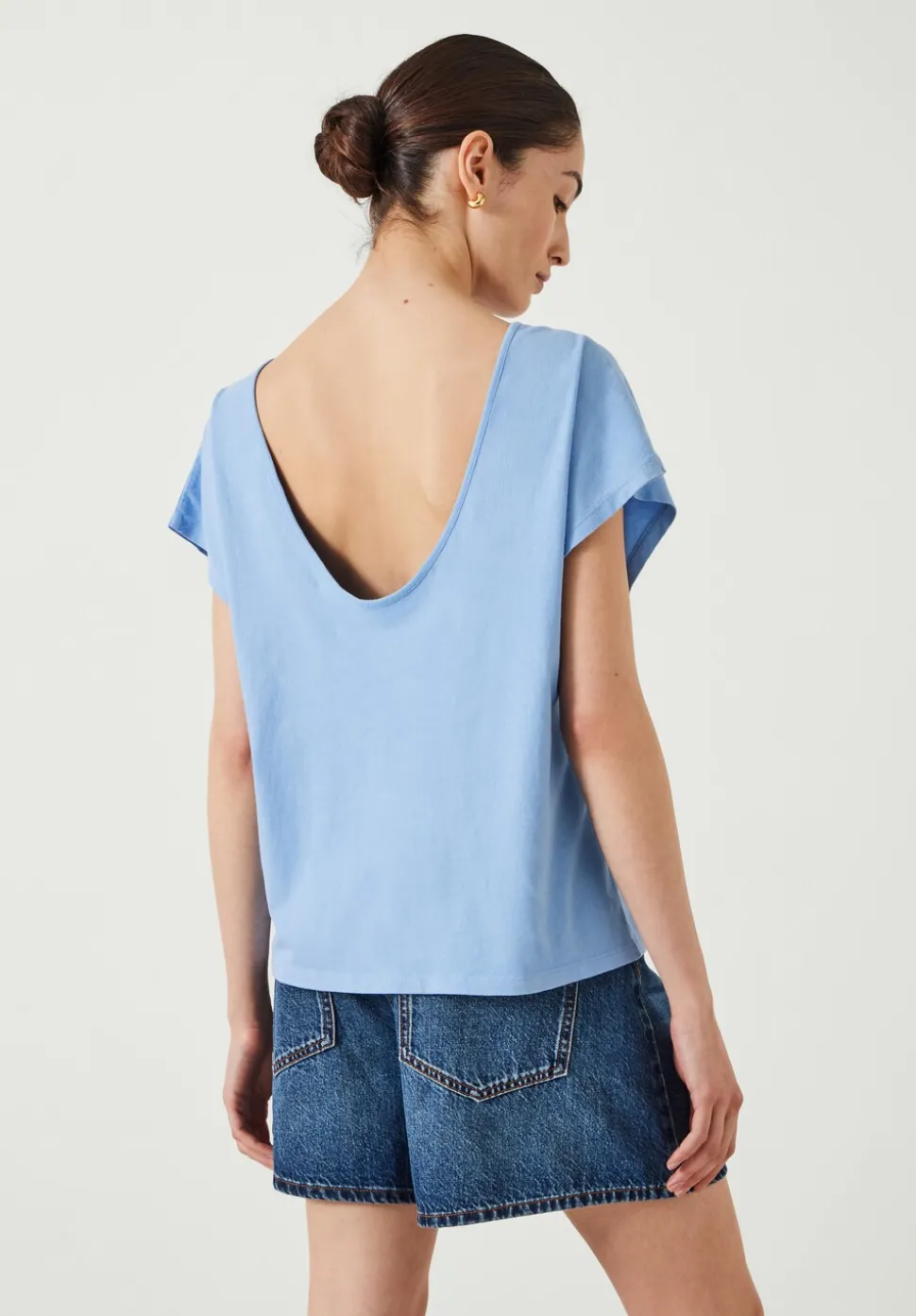 Back Scoop Detail Cotton T-Shirt