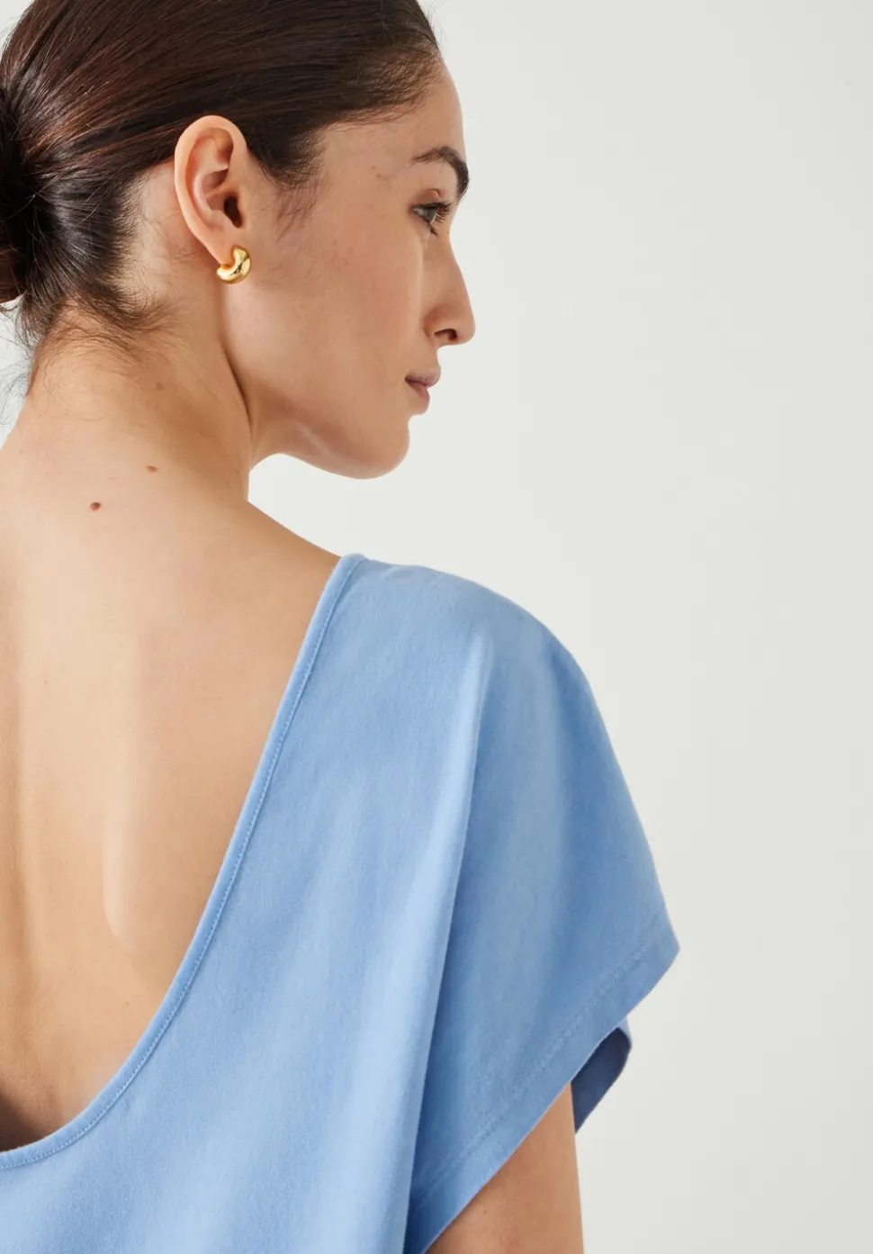 Back Scoop Detail Cotton T-Shirt