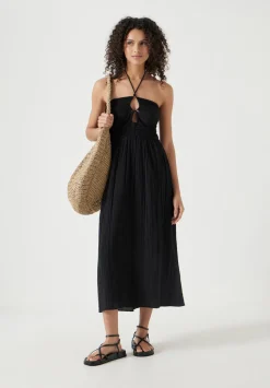 Bella Cut Out Crinkle Bandeau Dress