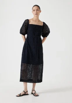 Broderie Off Shoulder Midi Dress