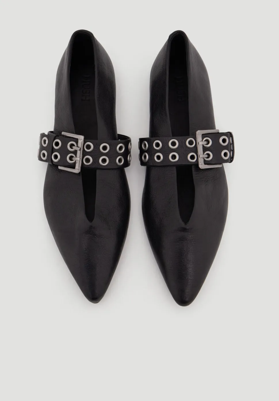 Buckled Leather Ballerina Flats
