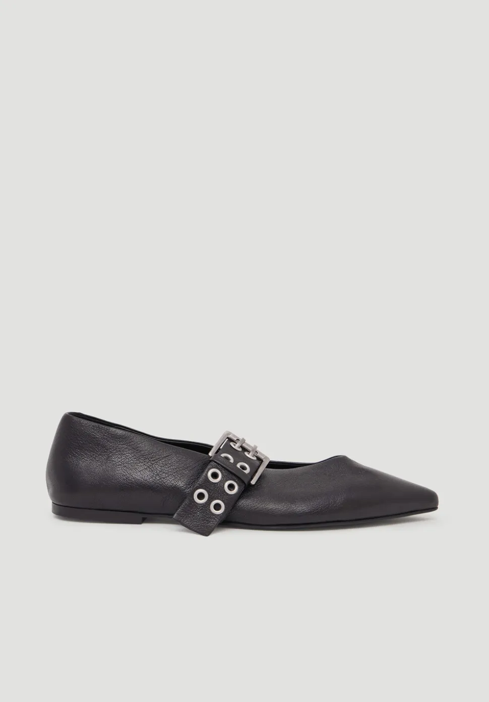 Buckled Leather Ballerina Flats