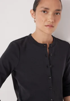 Button Ribbed Long Sleeve Top