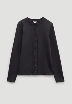 Button Ribbed Long Sleeve Top