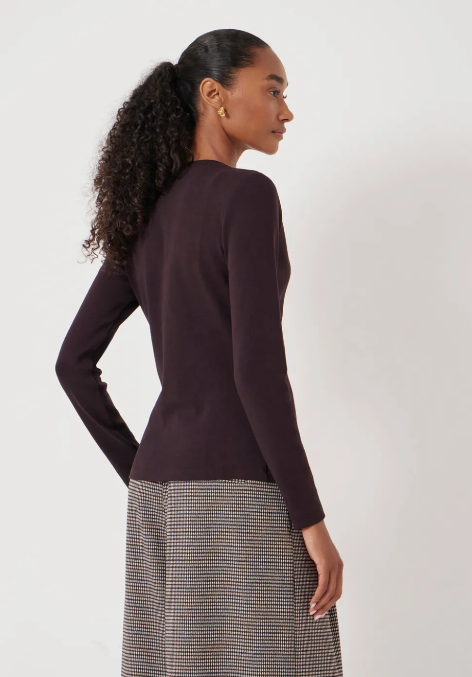 Button Ribbed Long Sleeve Top