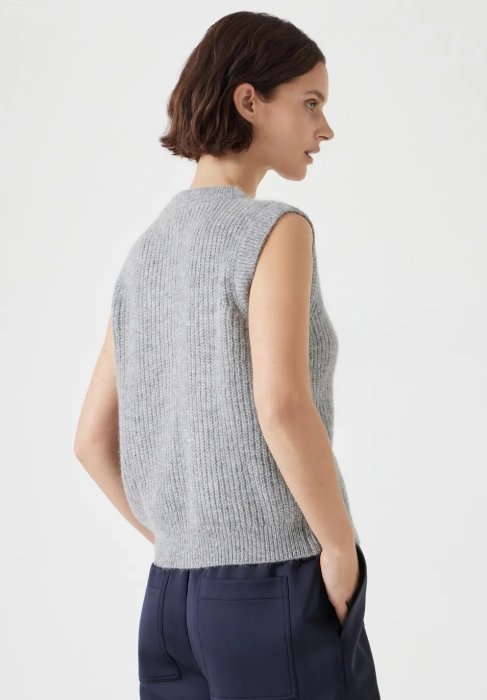 Button Through Knitted Sleeveless Cardigan