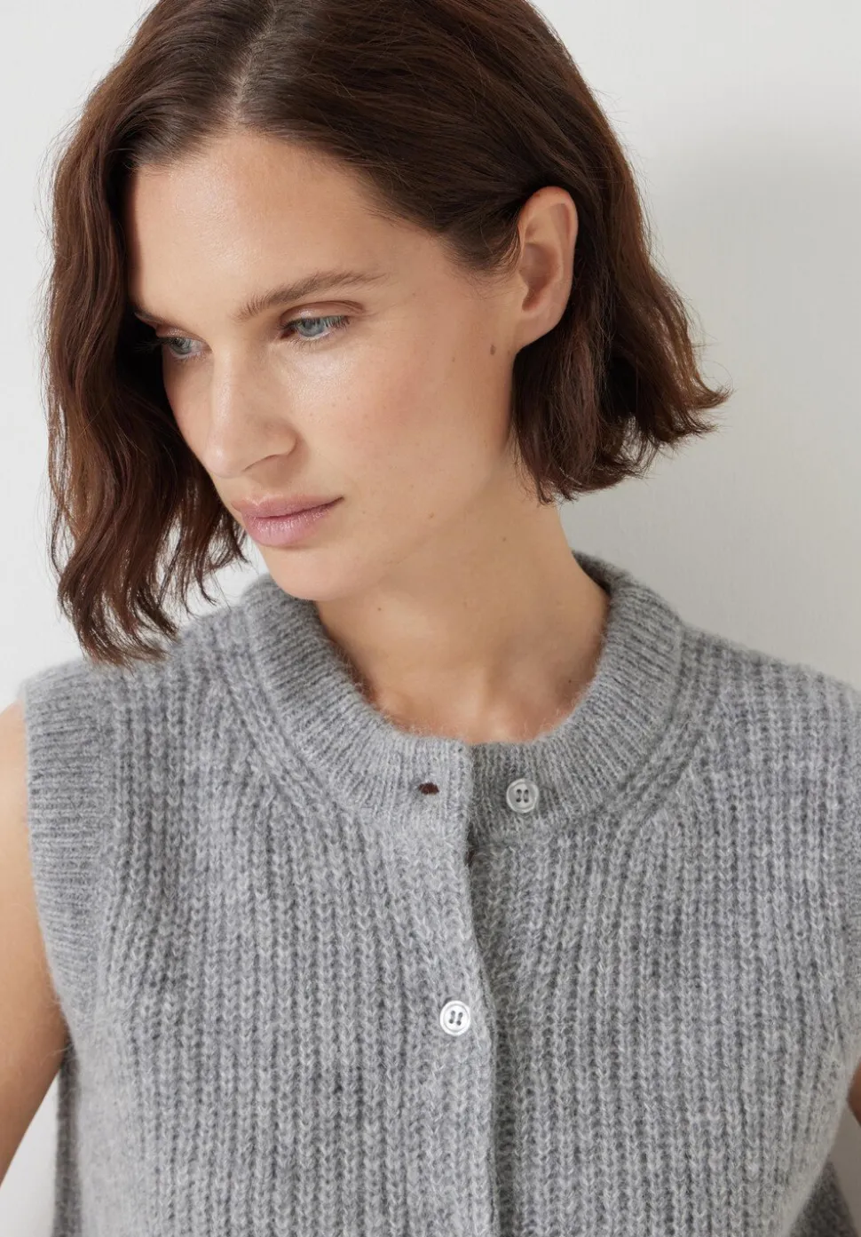Button Through Knitted Sleeveless Cardigan