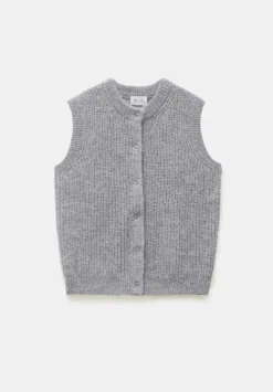 Button Through Knitted Sleeveless Cardigan