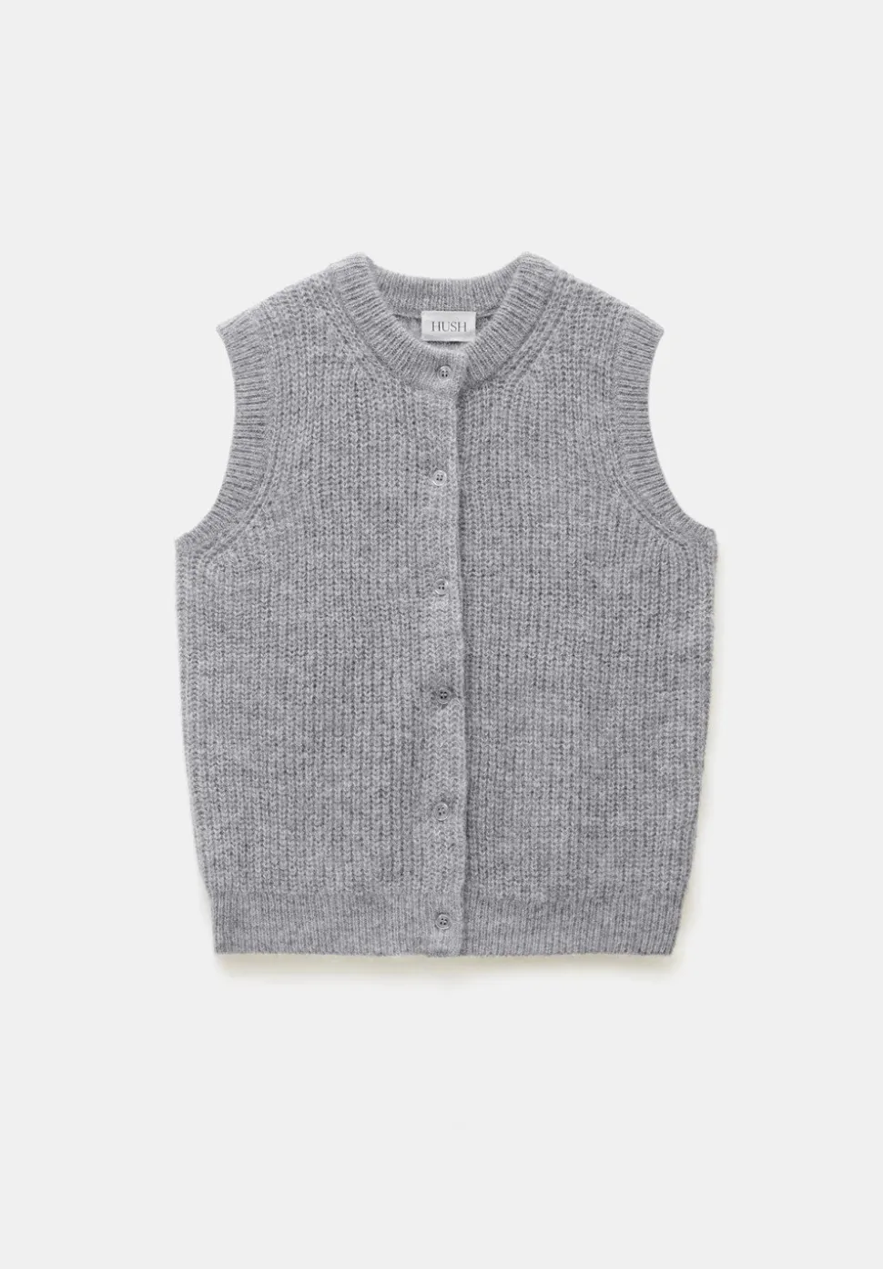 Button Through Knitted Sleeveless Cardigan