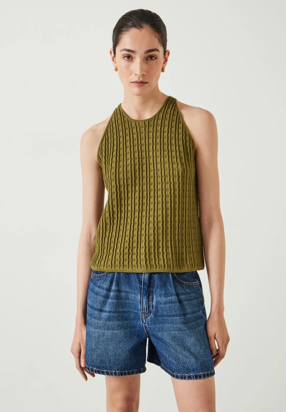 Cadi Wave Stitched Knitted Vest Top