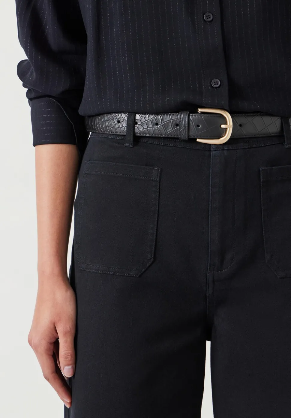 Callie Croc Emboss Leather Belt