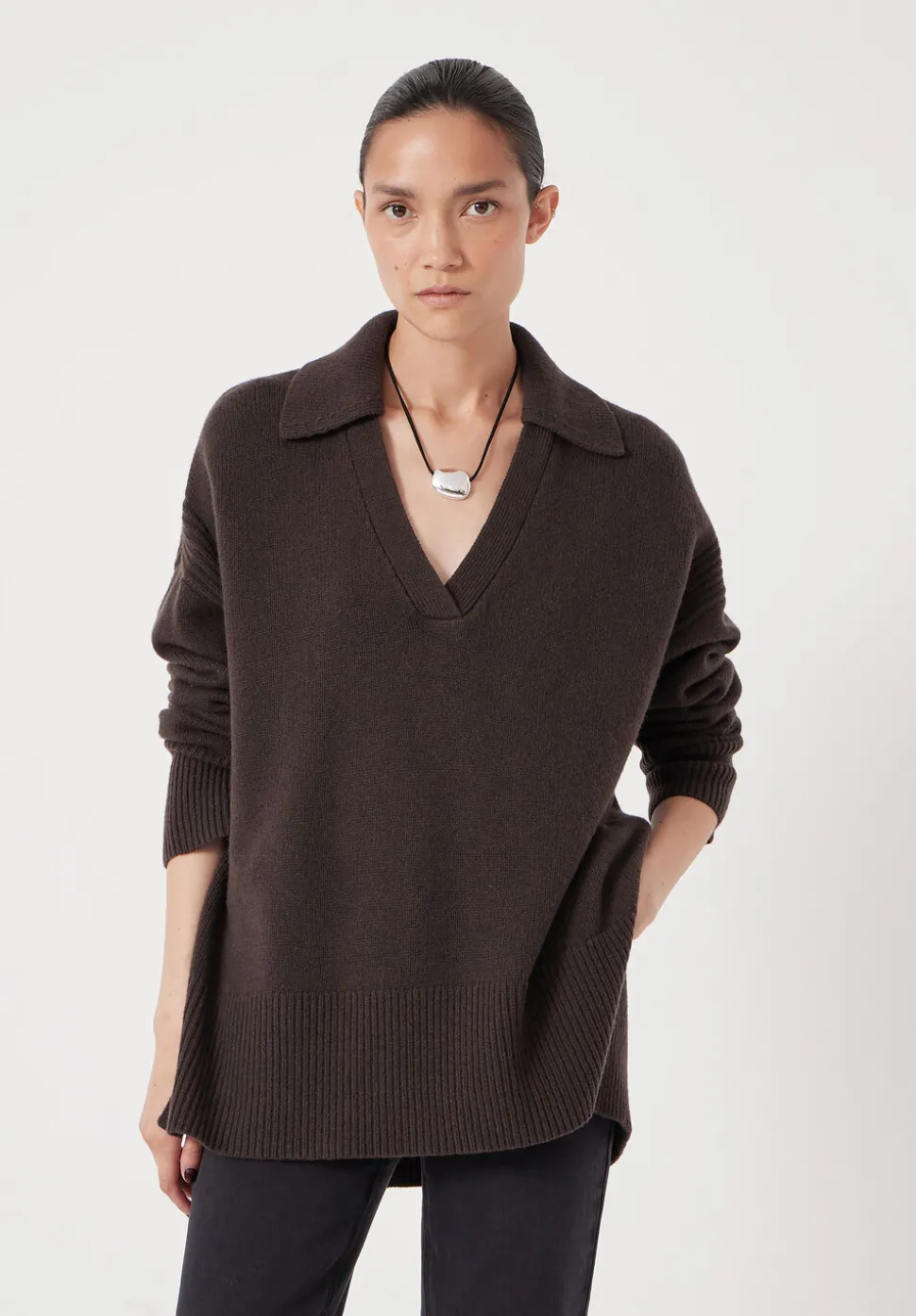 Carys Merino Collared Relaxed Jumper