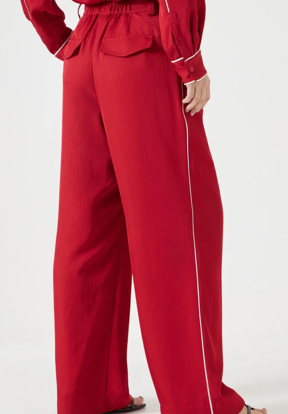 Carys Piping Detail Wide Leg Trousers