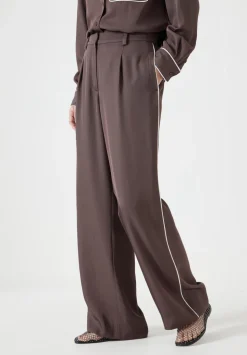 Carys Piping Detail Wide Leg Trousers