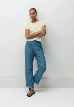 Chambray Cordi Barrel Leg Trousers