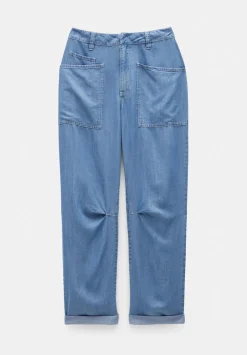 Chambray Cordi Barrel Leg Trousers