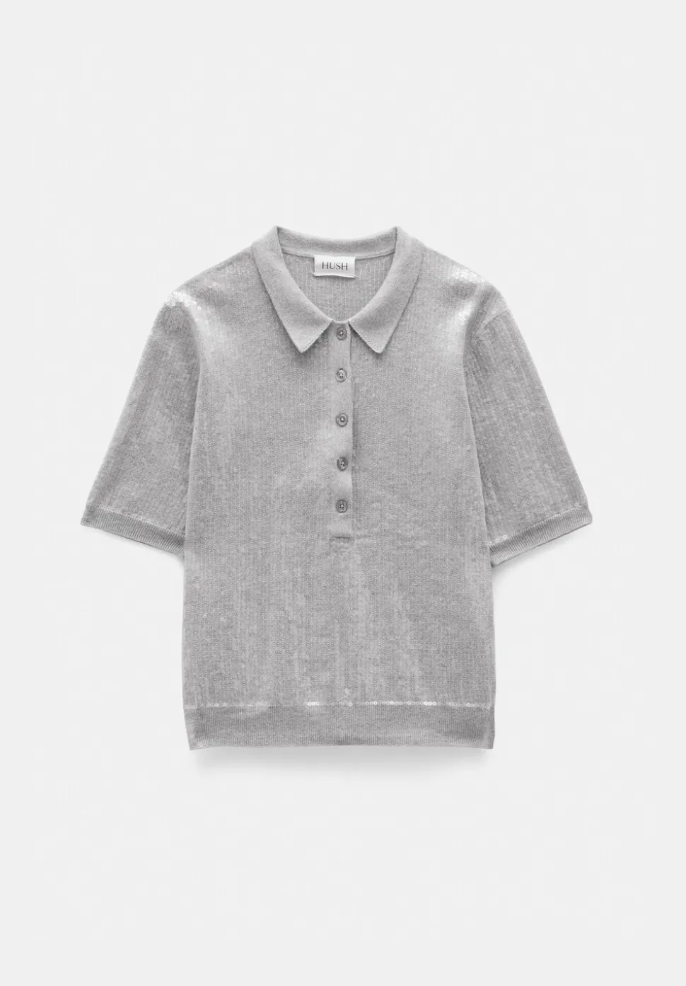 Clear Sequin Knitted Polo Top