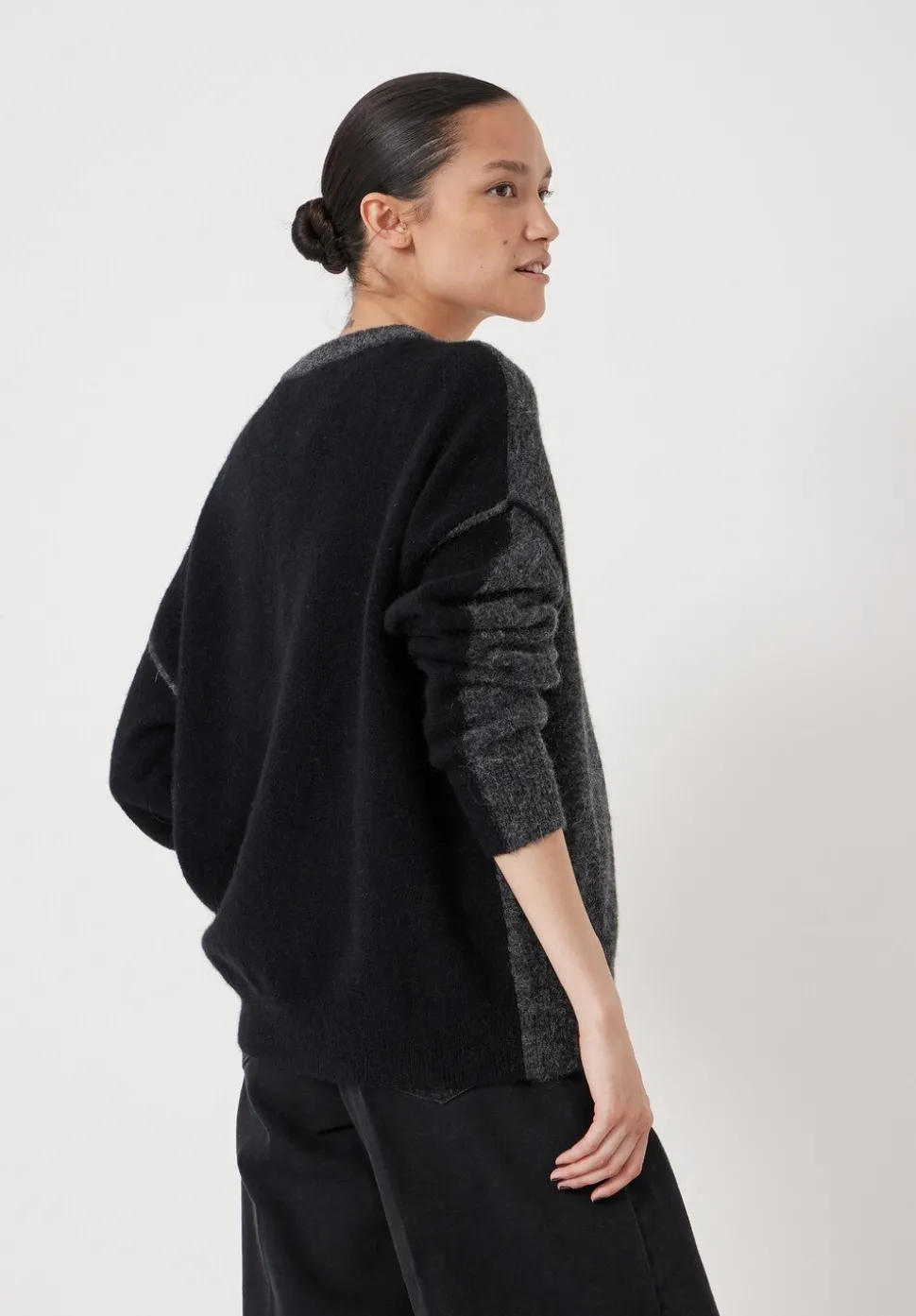 Colour Block Wool Blend Crew Jumper