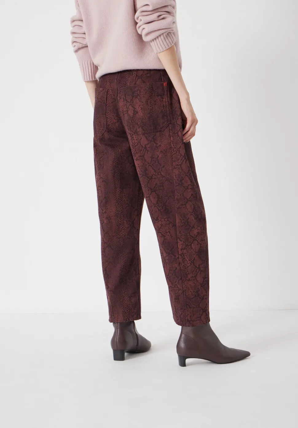 Cordelia Barrel Leg Snake Print Jeans