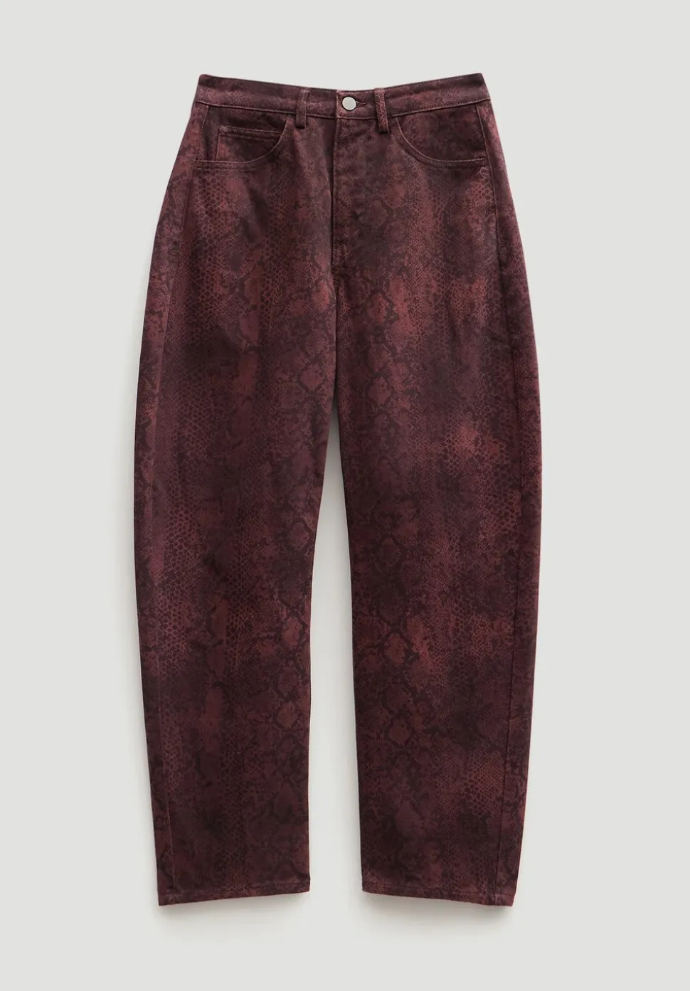 Cordelia Barrel Leg Snake Print Jeans